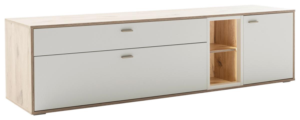 TV-Element Santerno Weiß/Eichefarben - Eichefarben/Weiß, KONVENTIONELL, Holzwerkstoff/Metall (199/53/50cm) - Mömax