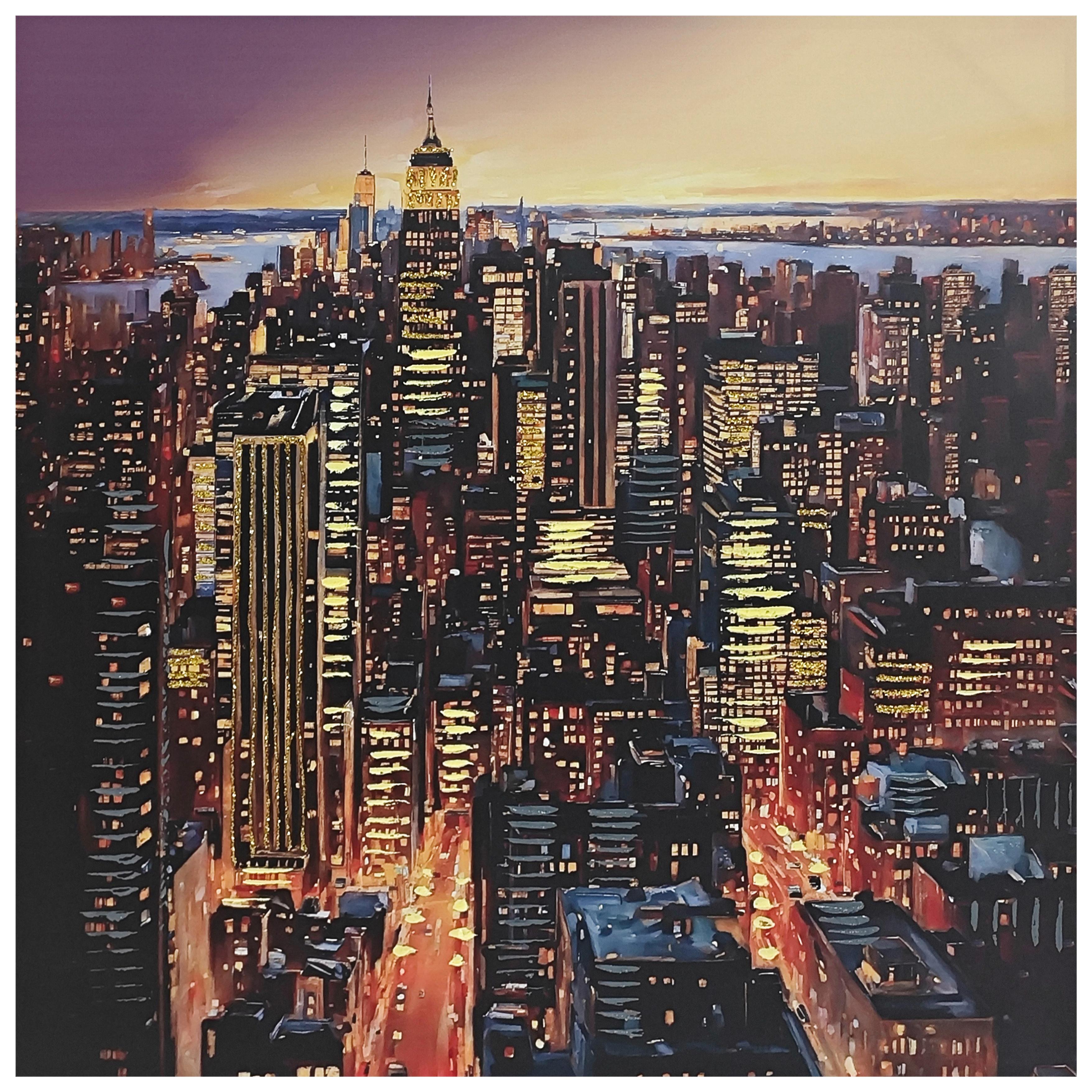 Slika City Sunset 100x100cm - višebojno, Moderno, drvo/tekstil (100/100/3cm) - Mömax