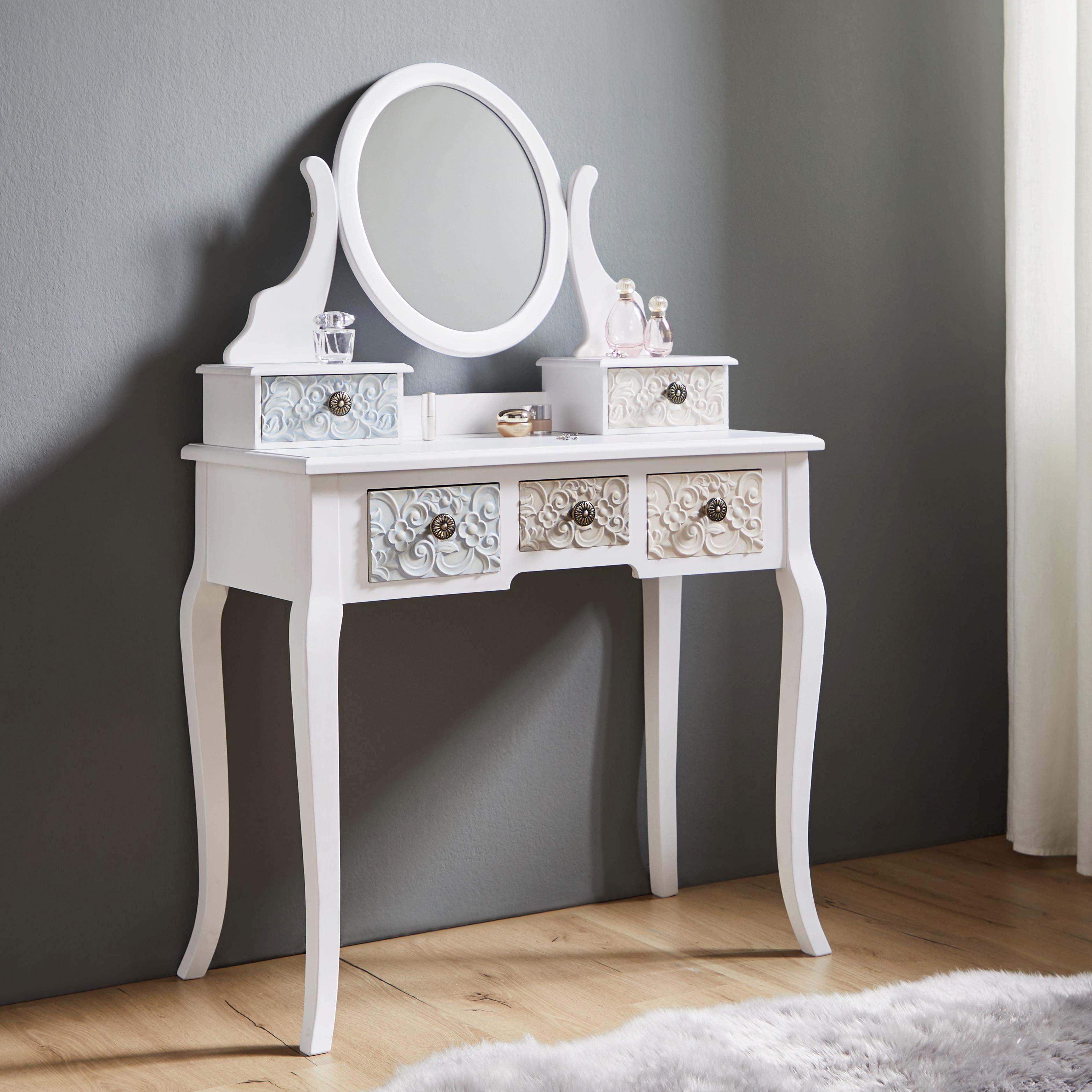 Schminktisch in Multicolor ca.80x40cm 'Avery' - Multicolor, MODERN, Glas/Holz (80/130/40cm) - Bessagi Home