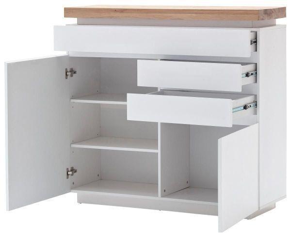 KOMODA ROMINA - kolor dębowy/biały, Design, materiał drewnopochodny/drewno (120/114/40cm)