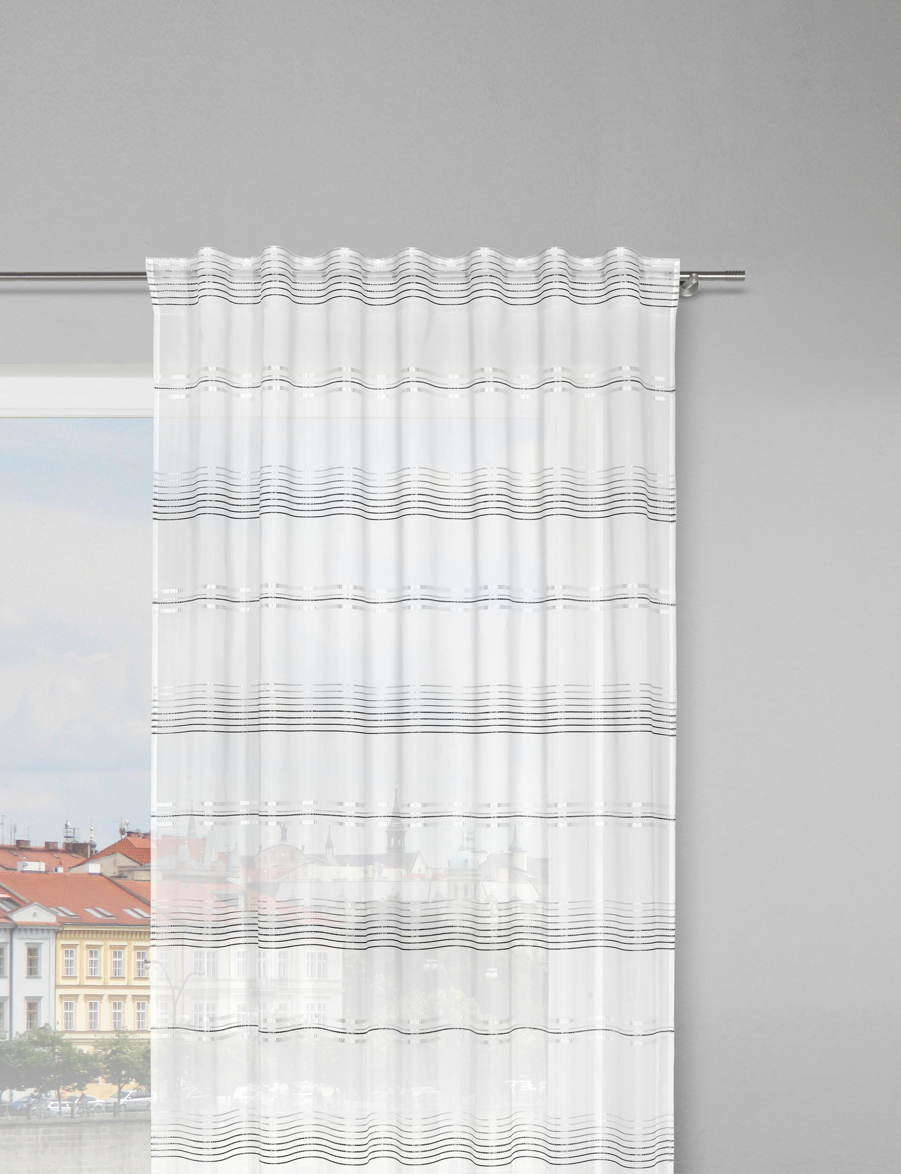 Končana Zavesa Louis - siva/bela, Konvencionalno, tekstil (140/245cm) - Modern Living