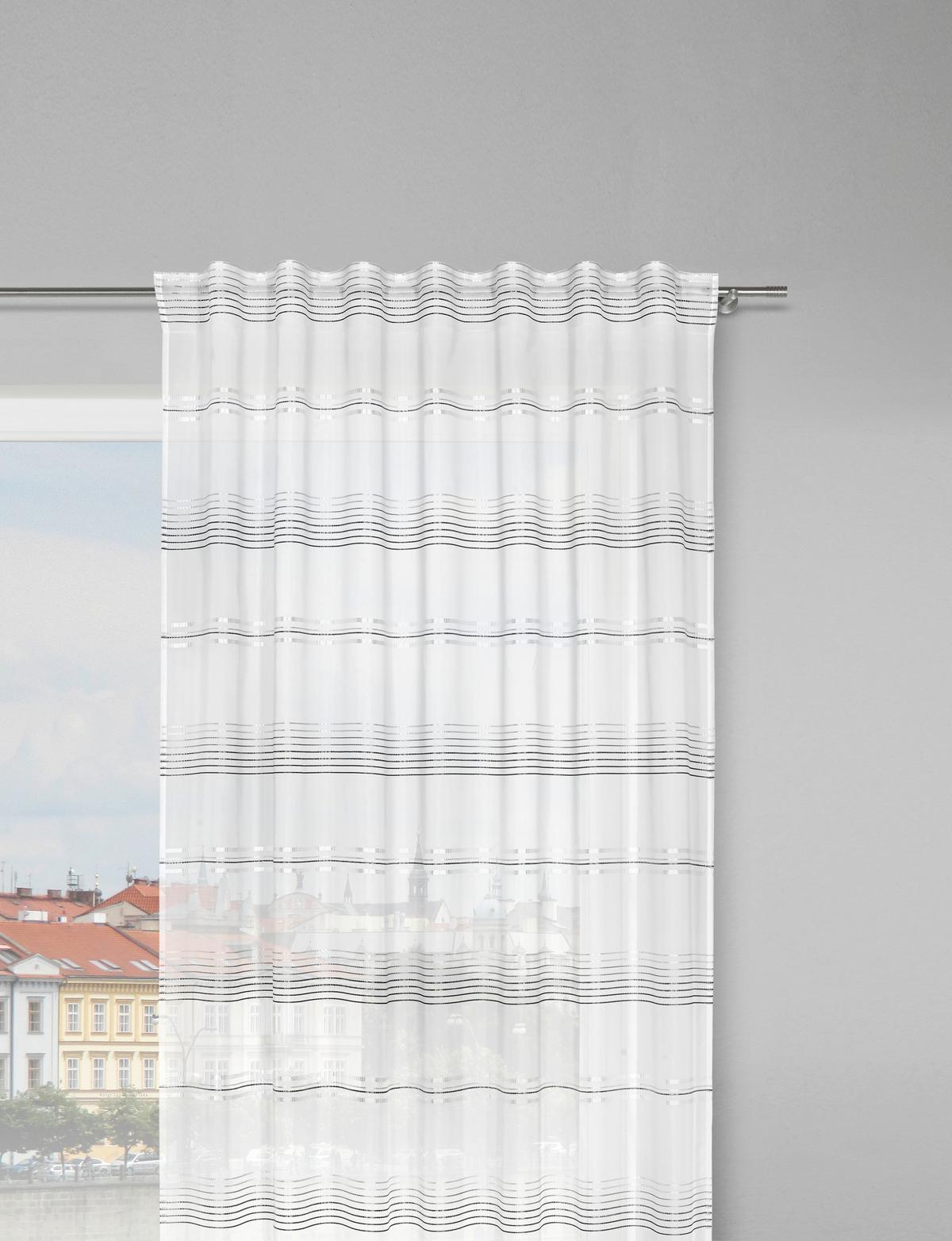 Končana Zavesa Louis - siva/bela, Konvencionalno, tekstil (140/245cm) - Modern Living