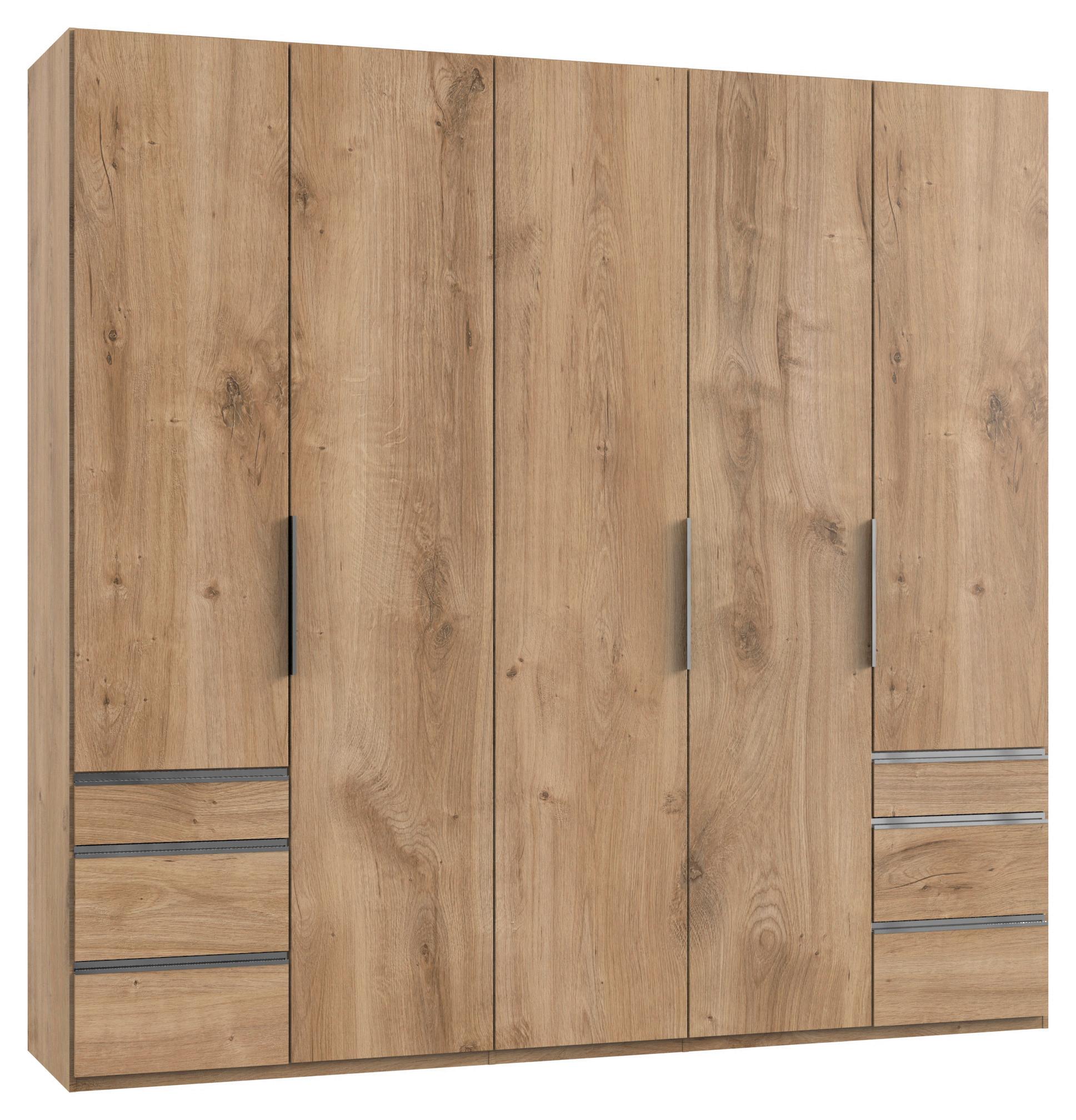 Drehtürenschrank mit Laden B: 250 cm Level, Eiche Dekor - Chromfarben/Eichefarben, MODERN, Holzwerkstoff (250/236/58cm) - MID.YOU