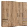 Drehtürenschrank mit Laden B: 250 cm Level, Eiche Dekor - Chromfarben/Eichefarben, MODERN, Holzwerkstoff (250/236/58cm) - MID.YOU