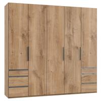 Drehtürenschrank mit Laden B: 250 cm Level, Eiche Dekor - Chromfarben/Eichefarben, MODERN, Holzwerkstoff (250/236/58cm) - MID.YOU