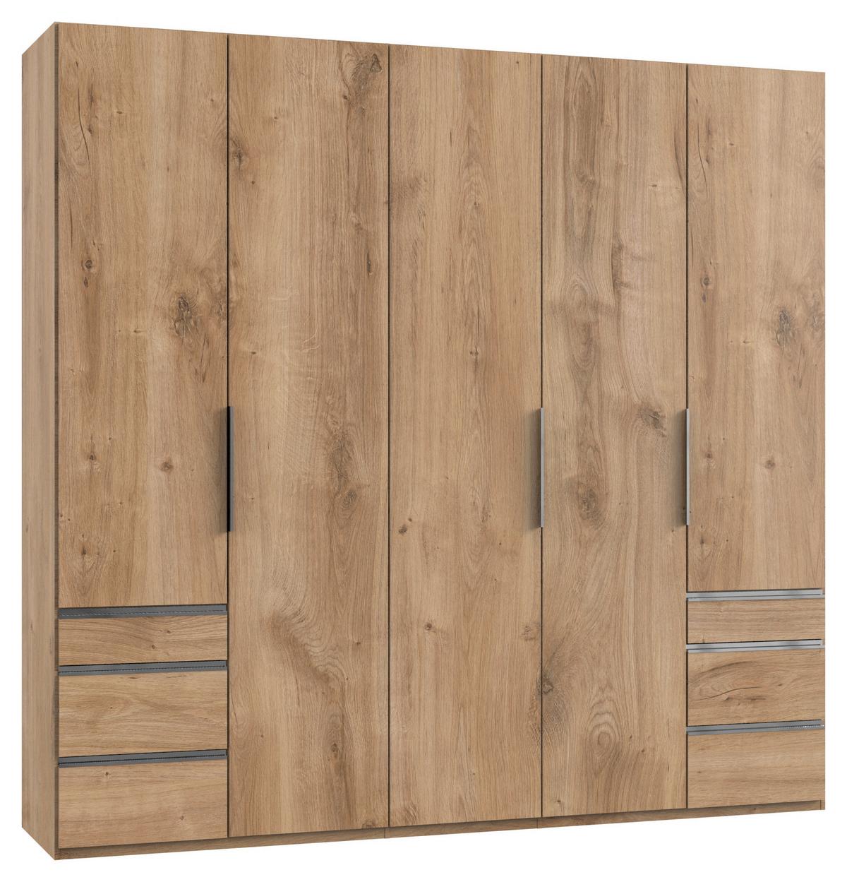 Drehtürenschrank mit Laden B: 250 cm Level, Eiche Dekor - Chromfarben/Eichefarben, MODERN, Holzwerkstoff (250/236/58cm) - MID.YOU
