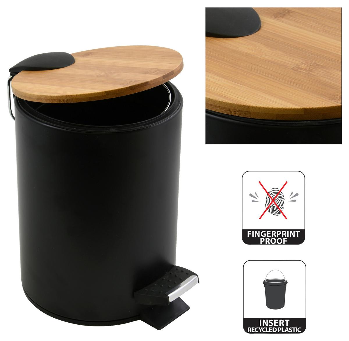 KOSZ NA ŚMIECI Z PEDAŁEM ADONIS - czarny, Konventionell, tworzywo sztuczne/metal (22/17/23,7cm) - Spirella