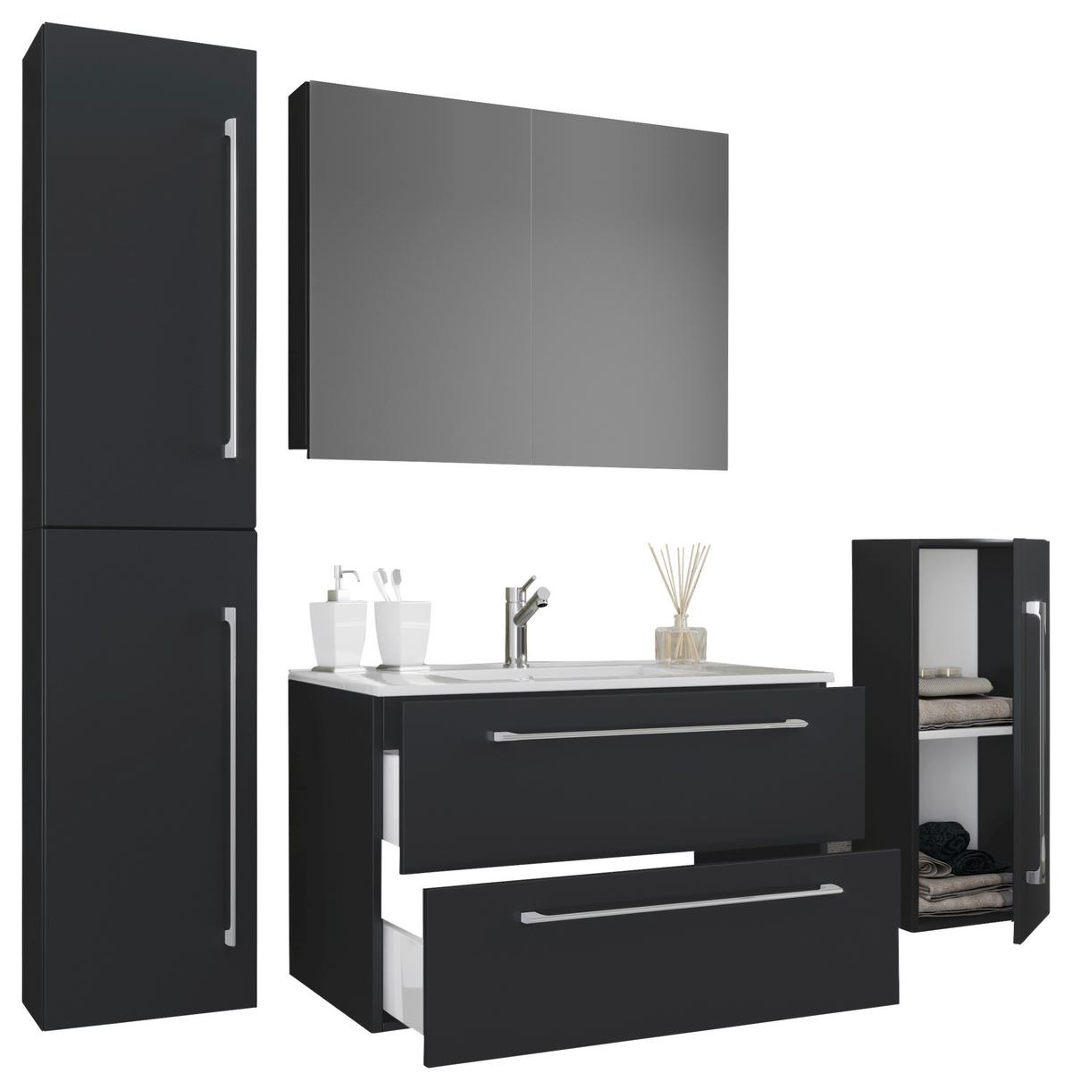 Kopalnica Badinos, Črna - črna/siva, Moderno, kovina/leseni material (127cm) - MID.YOU