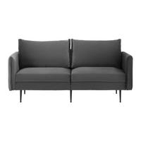 Sofa Yara Dunkelgrau Samt - Schwarz/Grau, MODERN, Holz/Textil (194/77/92cm) - Bessagi Home