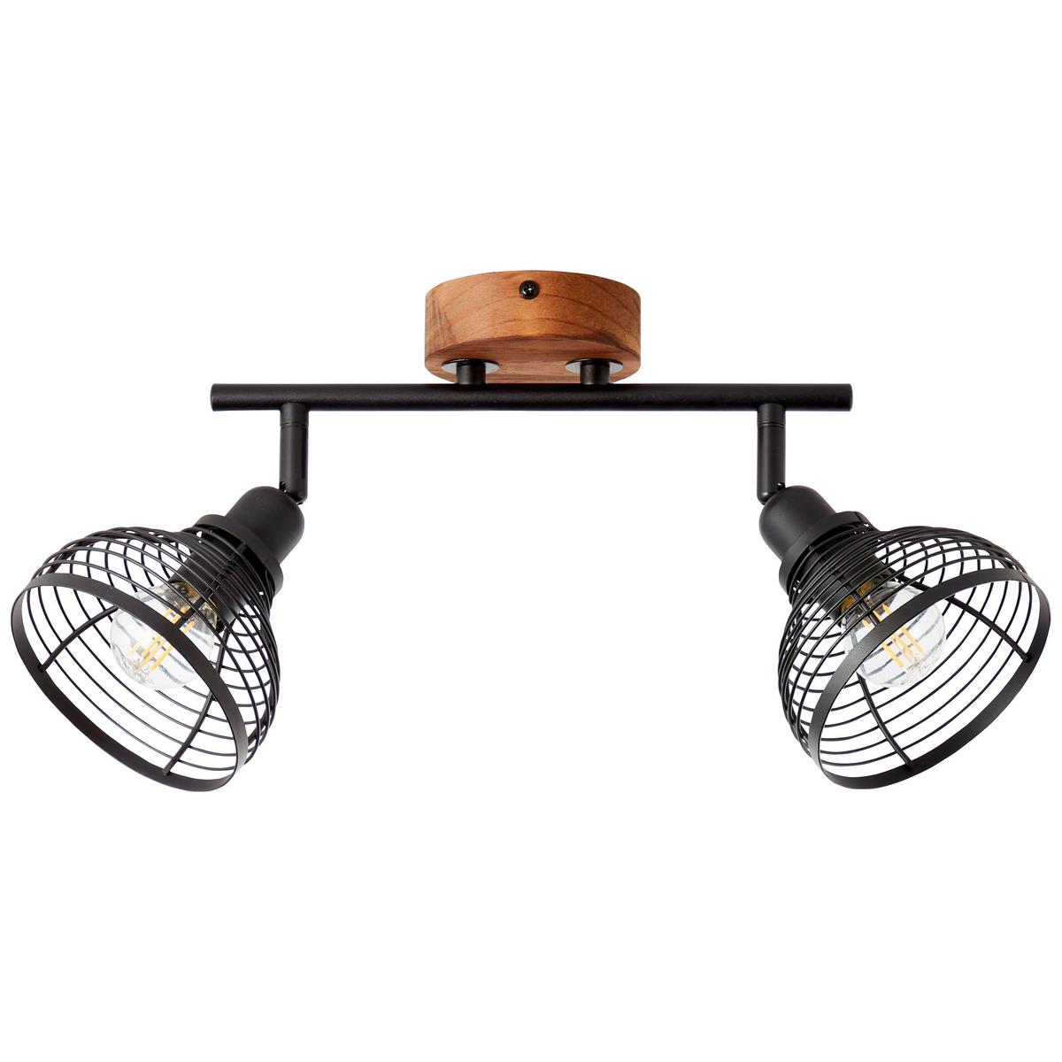 Strahler Avia Braun/Schwarz max. 40 Watt - Schwarz/Braun, Natur, Holz/Metall (16,5/33/17cm) - Brilliant