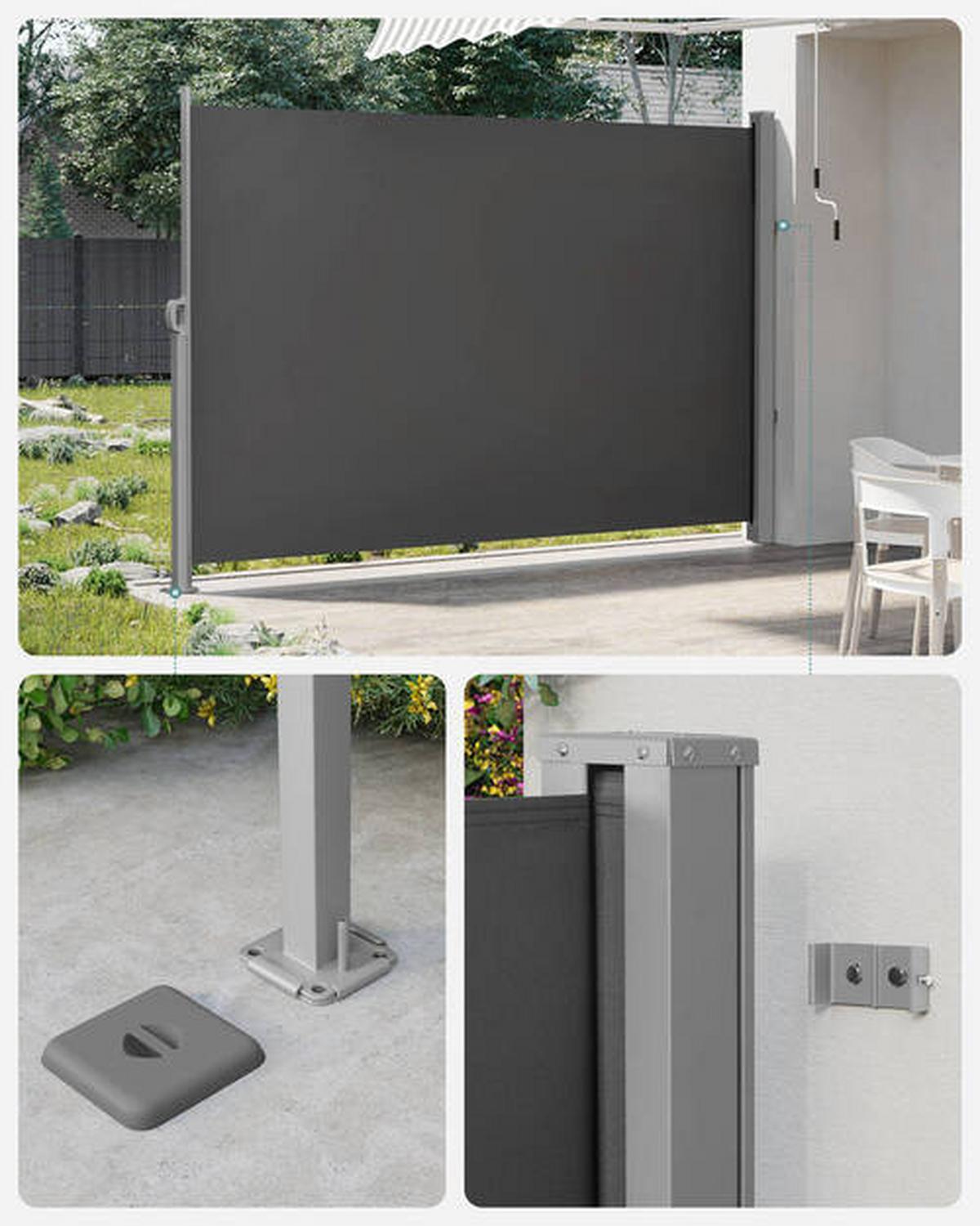 Rollbare Seitenmarkise Grau ca. 300x180cm - Dunkelgrau/Grau, Basics, Textil/Metall (300/180cm) - Modante
