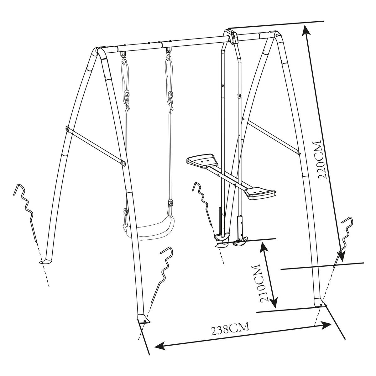 Schaukel Anthrazit/Creme - Anthrazit/Creme, KONVENTIONELL, Kunststoff/Metall (210/220/238cm) - Ambia Garden