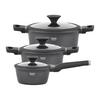 GRYT- OCH KASTRULLSET BLACK LINE - klar/svart, Klassisk, metall/glas - Gourmesto