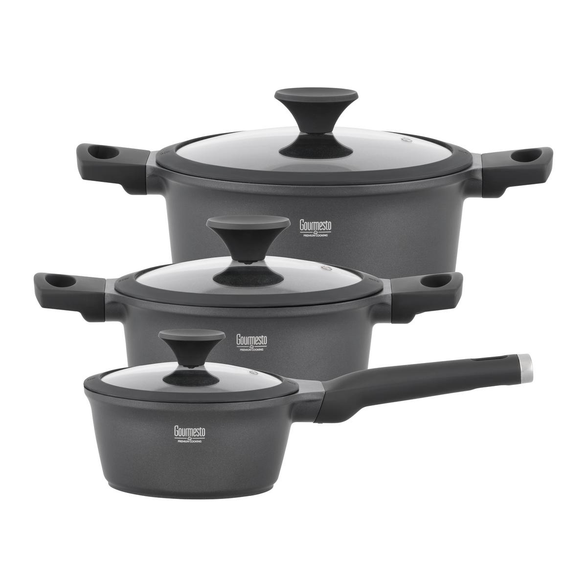 Set Lonaca Za Kuhanje Black Line - prozirno/crna, Konvencionalno, staklo/metal - Gourmesto