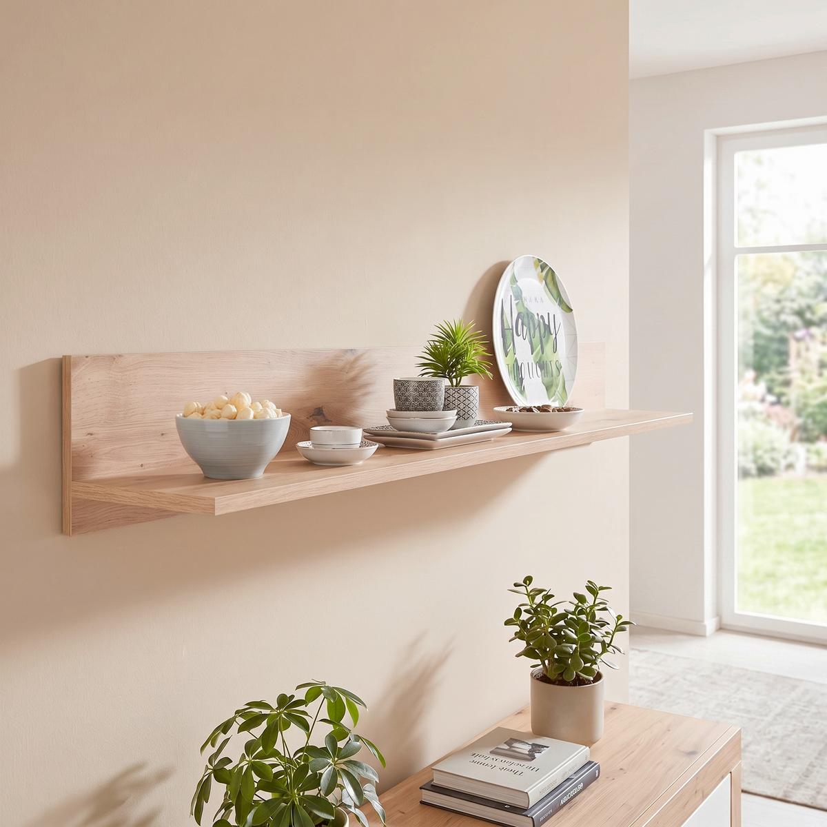 Zidna Polica Kashmir New - boje hrasta, Moderno, drvni materijal (120/20/20cm) - Modern Living