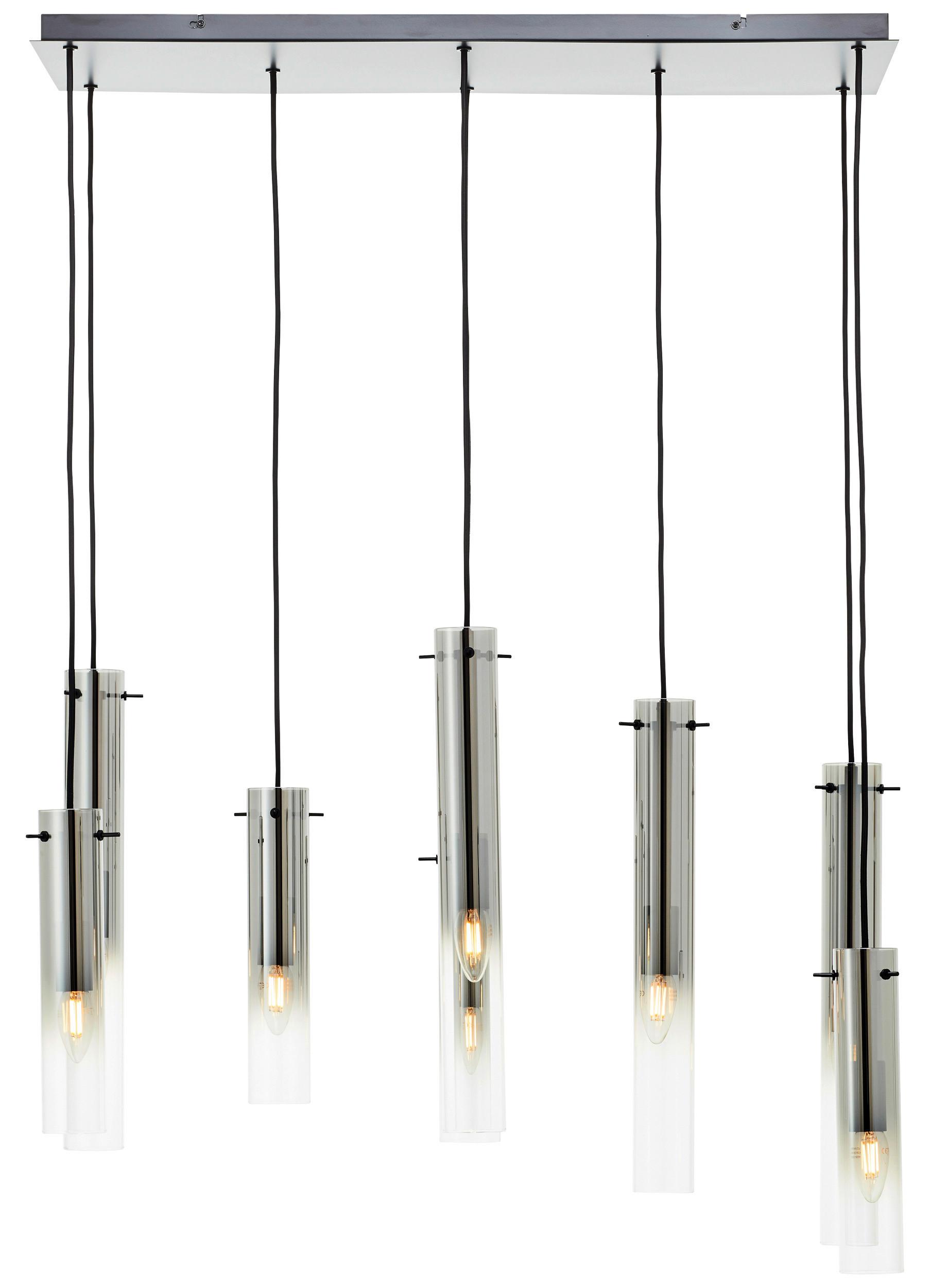 Hängeleuchte Glasini Grau/Schwarz max. 25 Watt - Schwarz/Grau, Design, Glas/Metall (80/30/199cm) - Brilliant