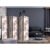 Paravan Pink Palm Leaves I, 5-Delni, Dvostranski - pink/bela, Basics, tekstil/les (225/172/3cm) - artgeist