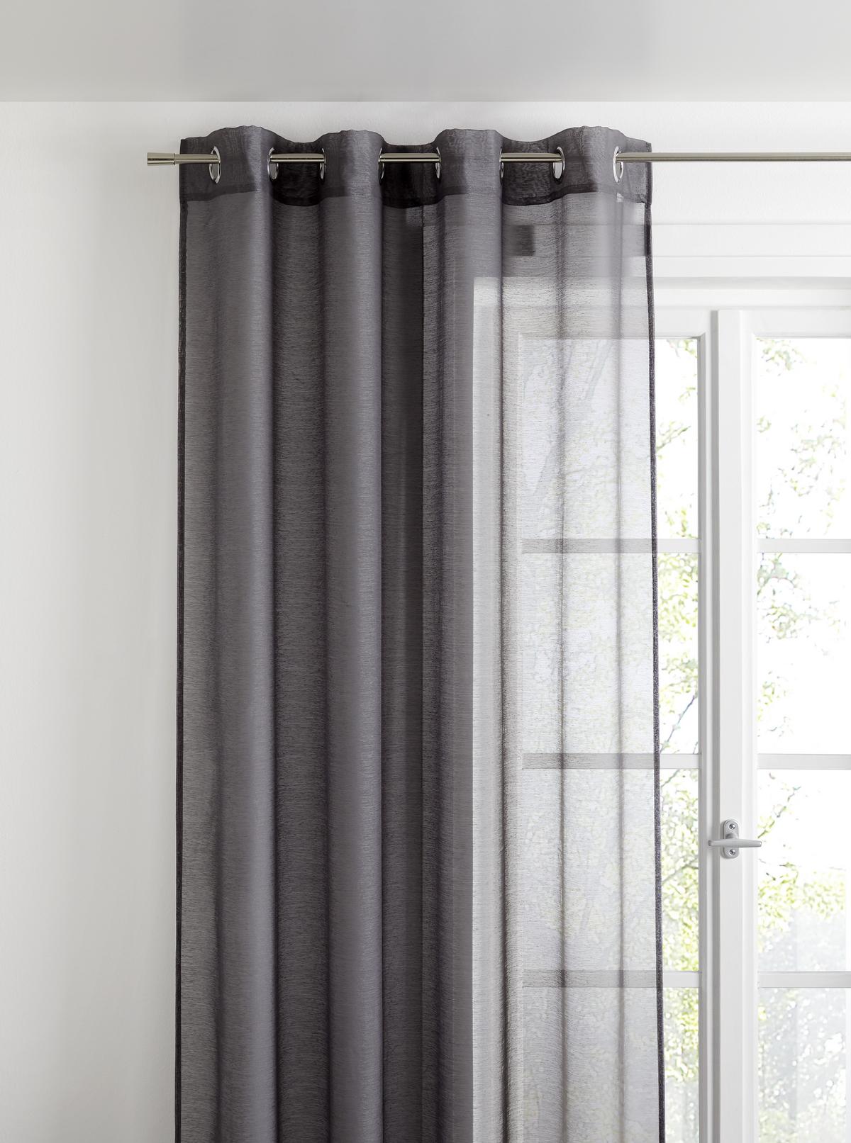 Zavesa Z Obročki Dolly - siva/antracit, tekstil (140/245cm) - Modern Living