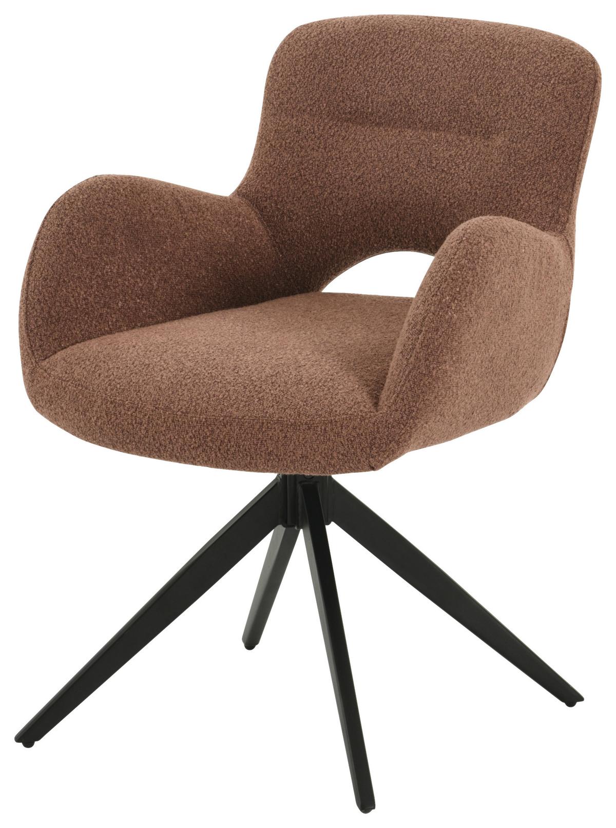 KRZESŁO Z PODŁOKIETNIKAMI HUGO - kolor rdzawy/czarny, Lifestyle, metal/drewno (63/83/61cm) - MID.YOU