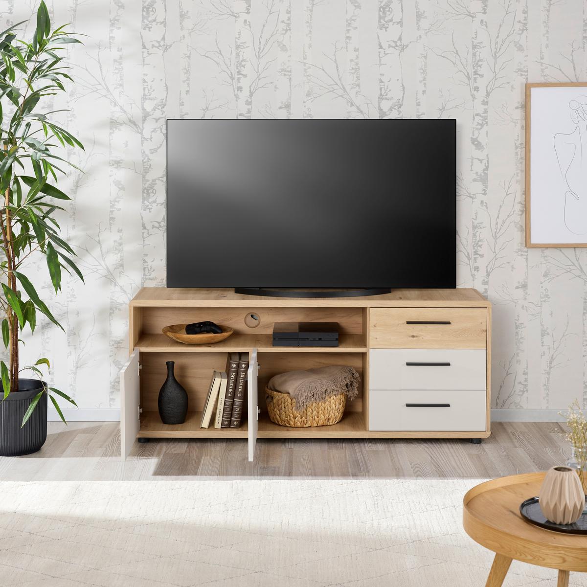 Tv Komoda Fontana Plus - kašmir/boje hrasta, Moderno, drvni materijal (150/60/38cm) - Modern Living