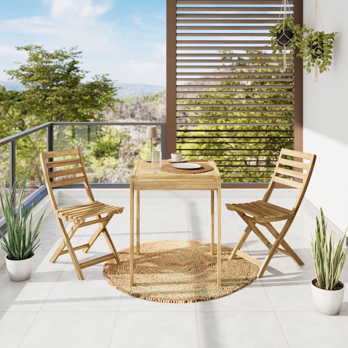 Balkonset Sana Akaziefarben 3-teilig - Akaziefarben, Natur, Holz (60-120/60/73,3cm) - Mömax