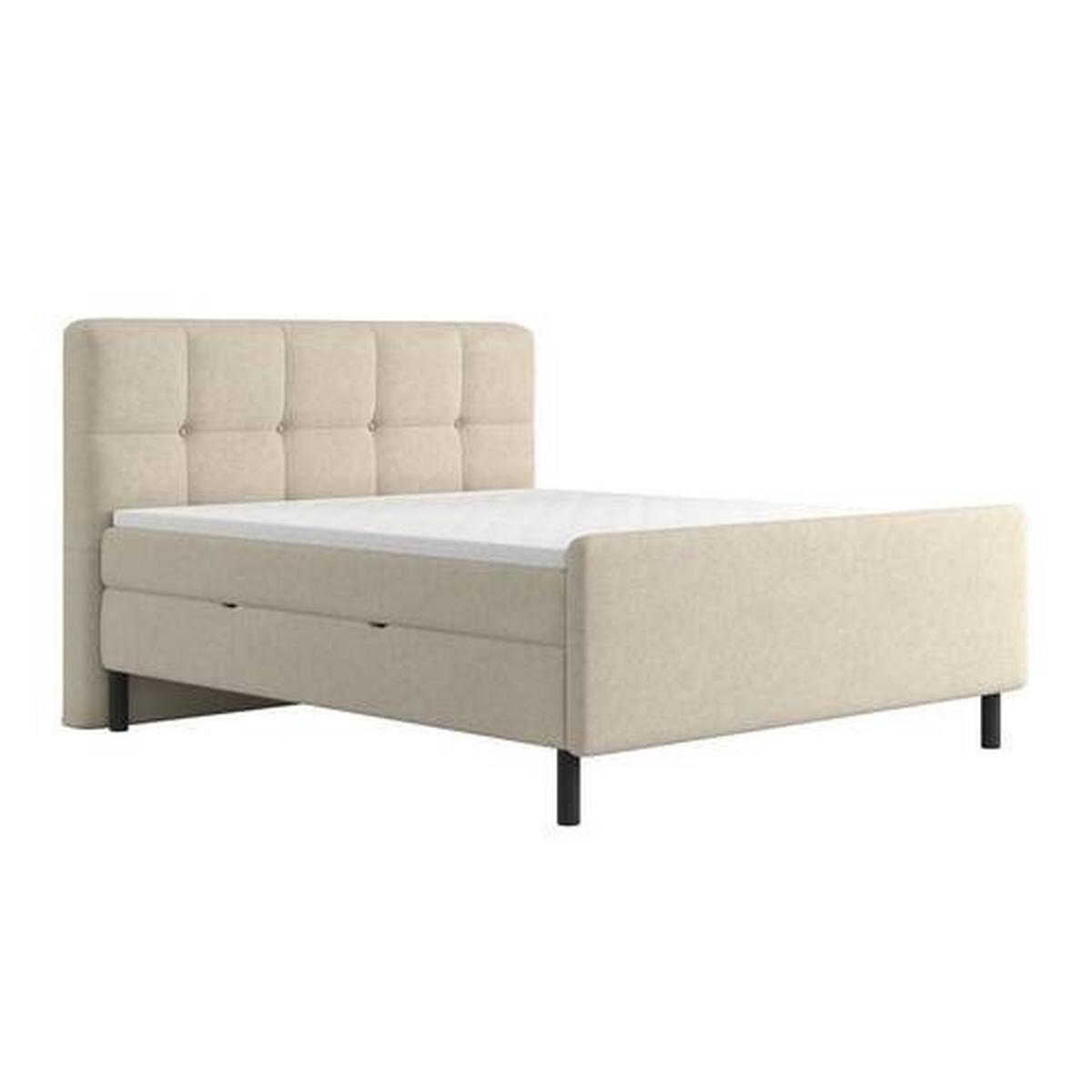 Postelja Z Vzmetnico Marbella, 180x200, Bež, Z Nadvložkom - črna/bež, Moderno, kovina/tekstil (180/200cm) - Bessagi Home