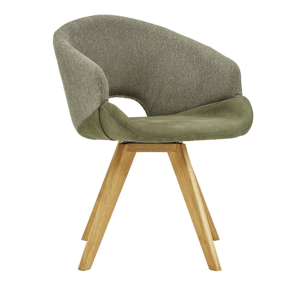 KRZESŁO Z PODŁOKIETNIKAMI RINCON - kolor dębowy/kremowy, Design, tkanina/drewno (58/83/59cm) - Linea Natura