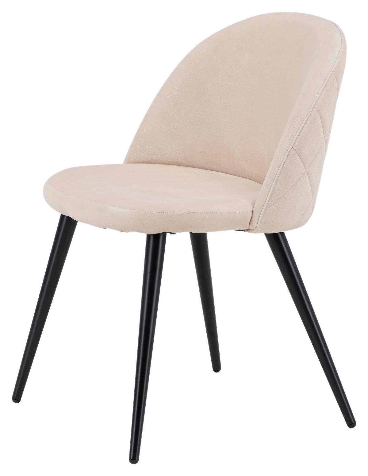 STUHL-SET VELVET - Beige/Schwarz, Design, Textil/Metall (50/76,5/57cm) - Livetastic