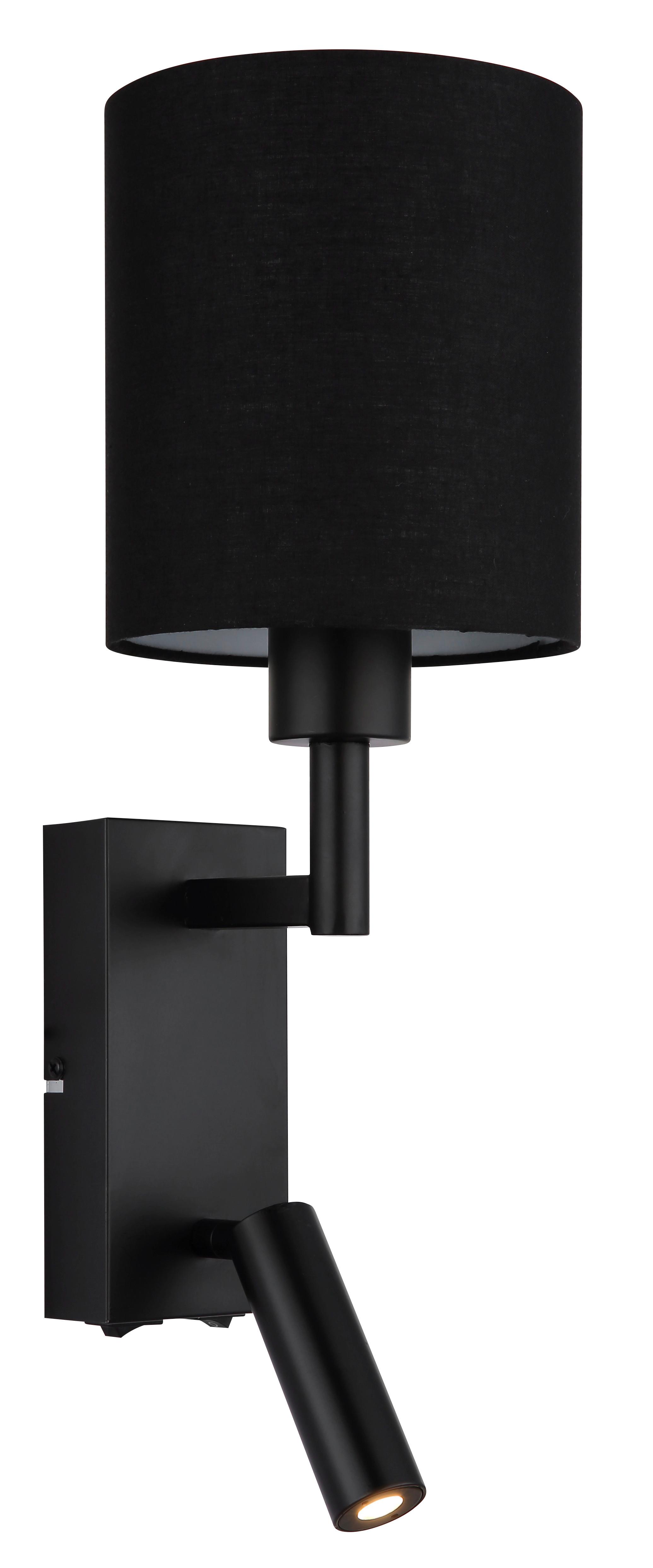 Led Zidna Svjetiljka Zamora - crna, Konvencionalno, metal/tekstil (15/45,5cm) - Globo