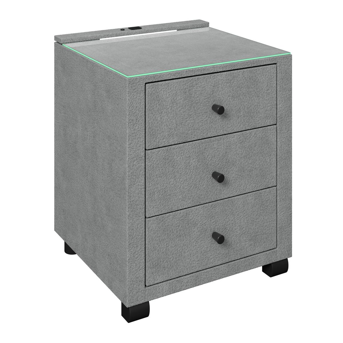 Noćni Ormarić Elysia - tamno siva, Trend, staklo/drvni materijal (48/68/45,5cm) - Premium Living