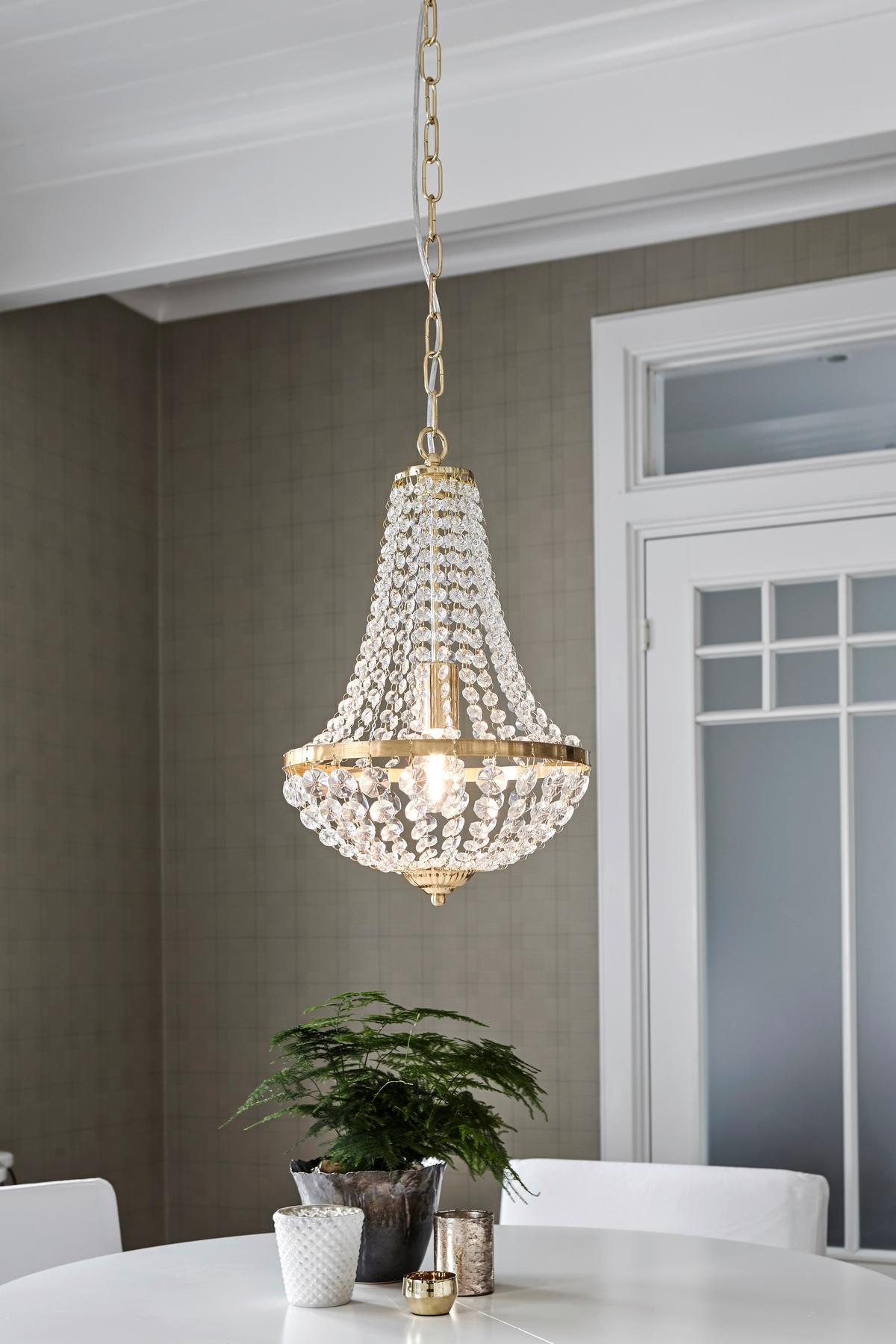 Kronleuchter Gränsö max. 60 Watt - Klar/Goldfarben, Basics, Glas/Metall (30/30/40cm) - Markslöjd