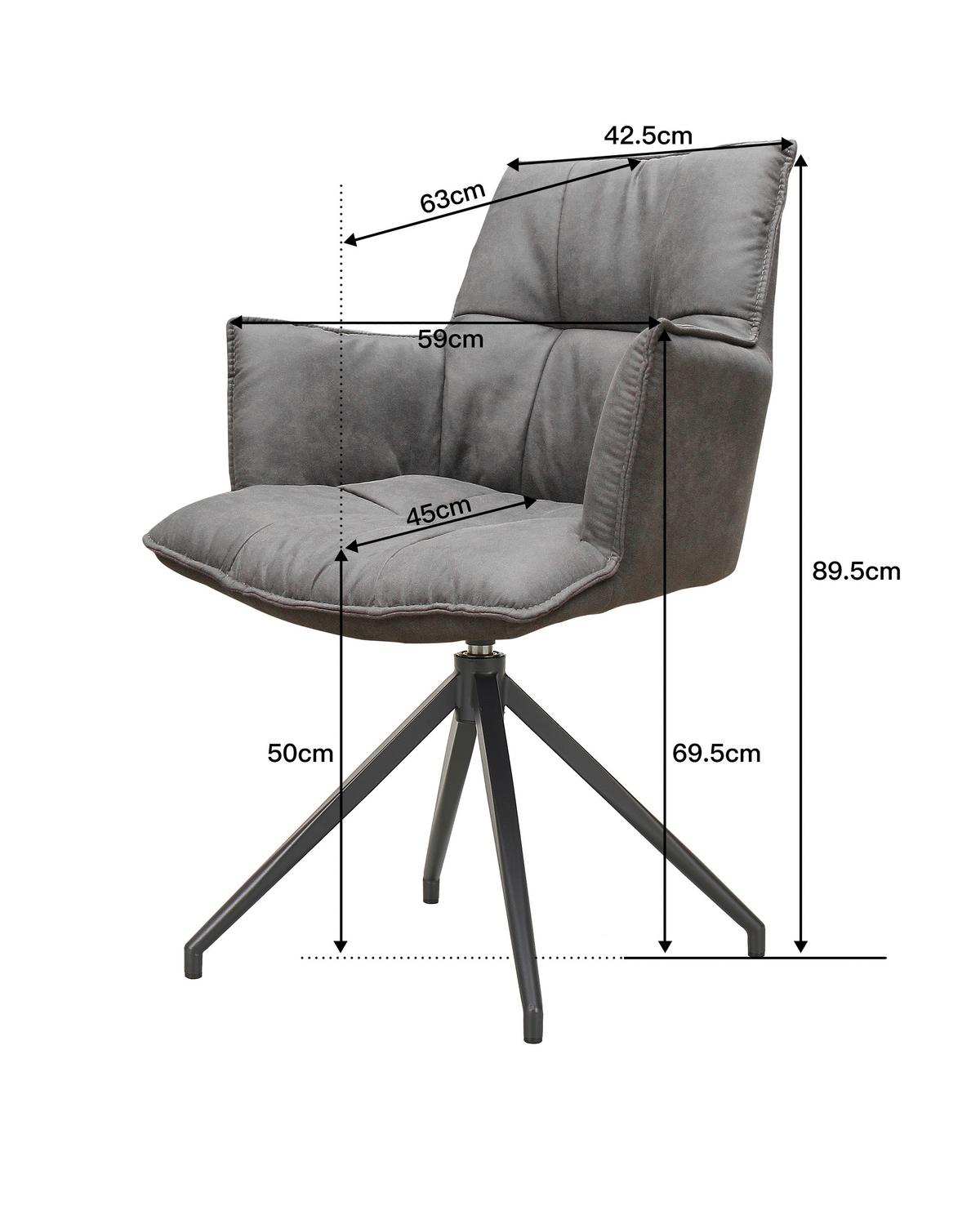 KRZESŁO Z PODŁOKIETNIKAMI OSAKA - czarny/ciemnoszary, Design, metal/tkanina (59/89,5/63cm) - Novel