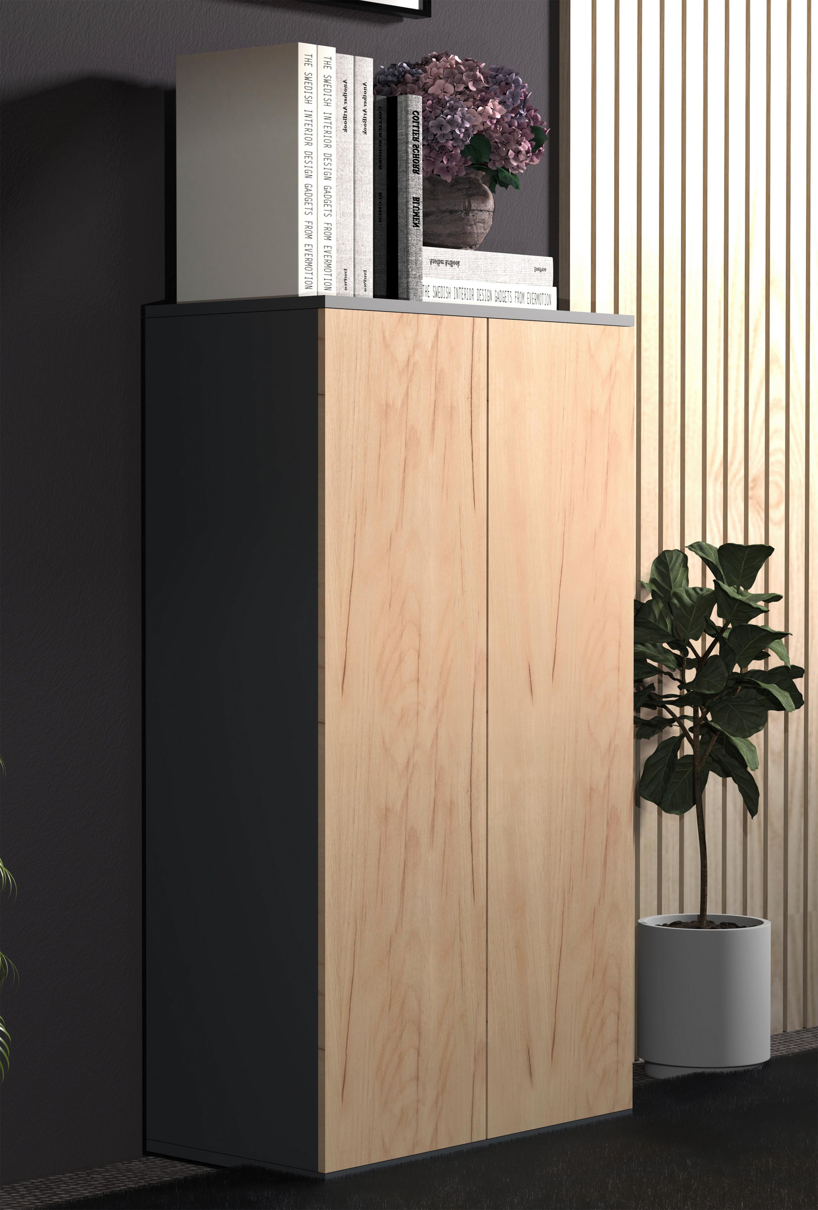 Kommode DALOSA Honigeiche ca. 60x108x32 cm - Honigeiche/Anthrazit, MODERN, Holzwerkstoff/Kunststoff (60/108/32cm) - MID.YOU
