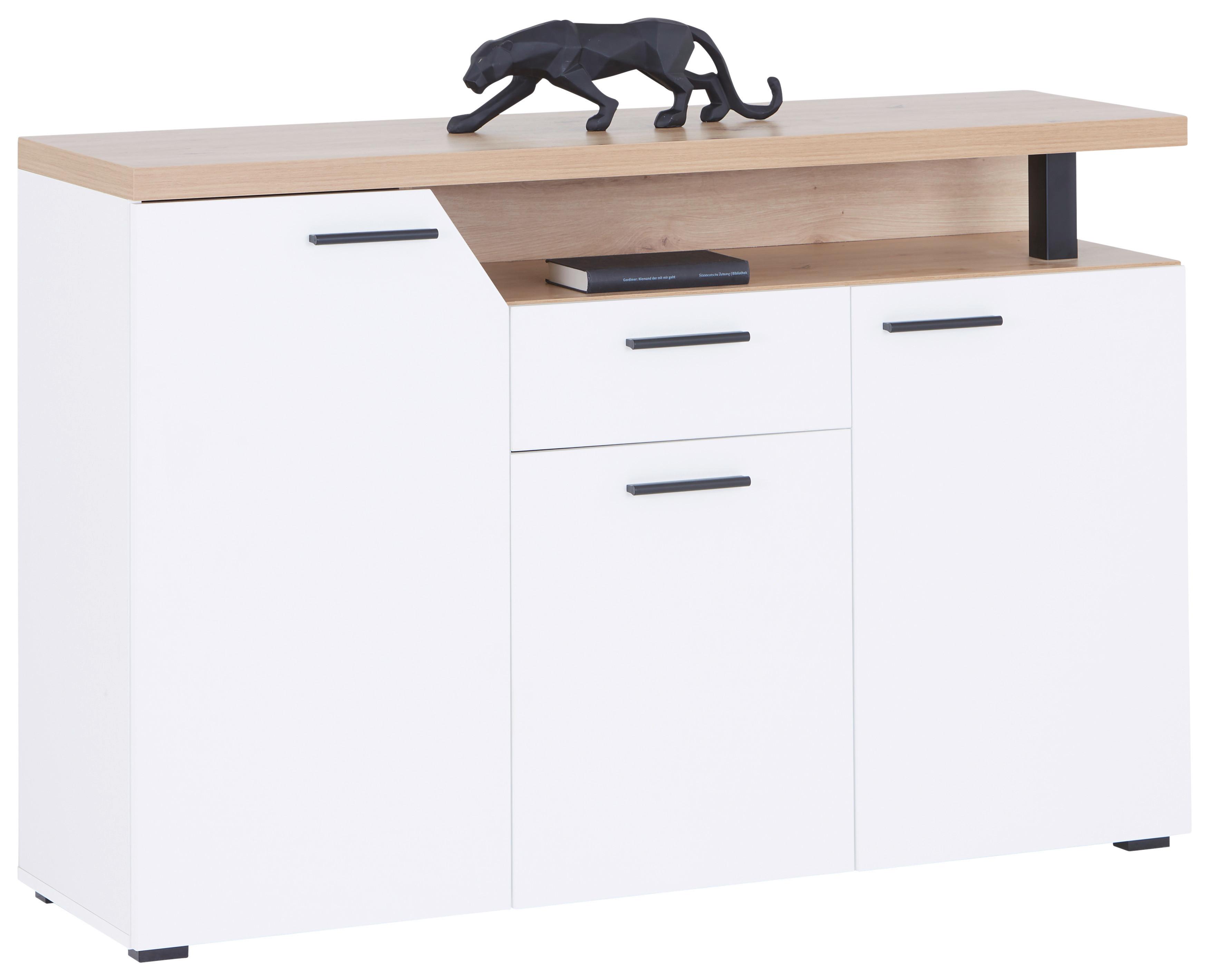 Comodă NICO - alb/stejar Artisan, Modern, material pe bază de lemn (136,4/91,6/40cm) - Modern Living