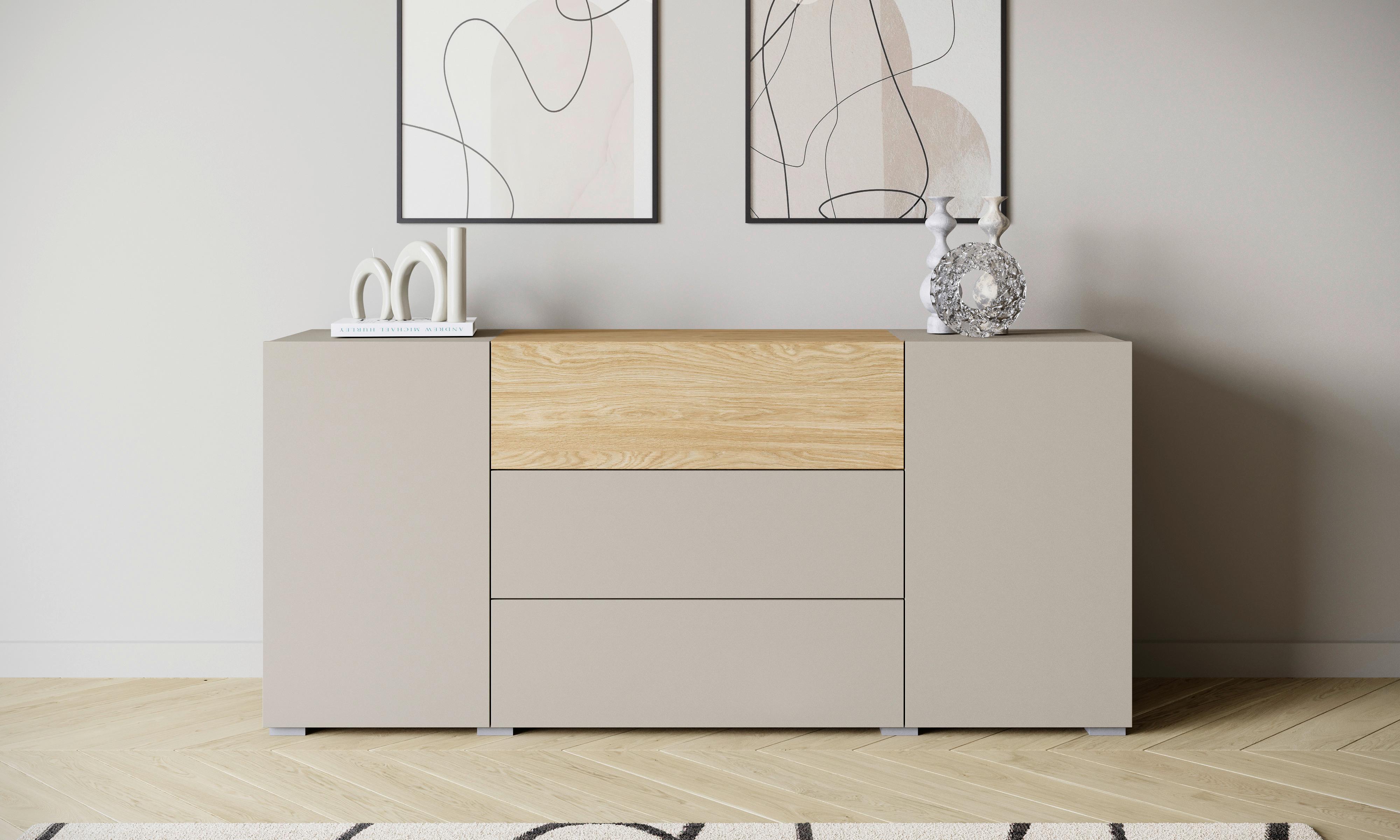 Sideboard 150cm Berlin 150 Kaschmir/Eichefarben - Kaschmir/Eichefarben, Design, Holzwerkstoff/Kunststoff (150/68/38,5cm) - P & B