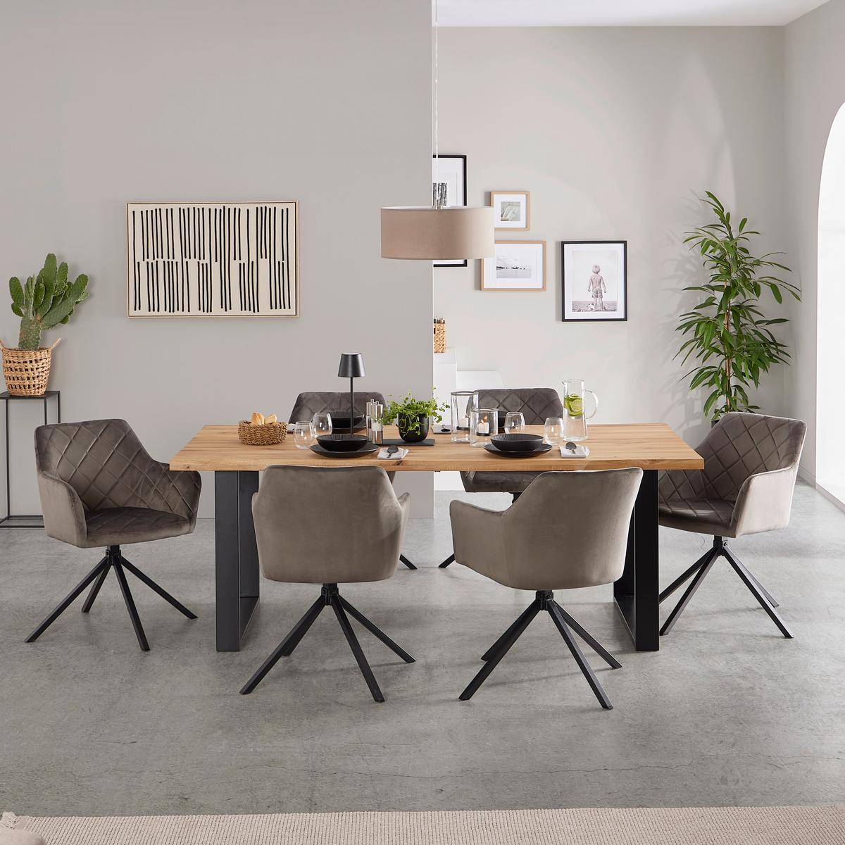 Masă WOOD 200 - culoare natur/negru, Konventionell, lemn/metal (200/75/100cm) - James Wood
