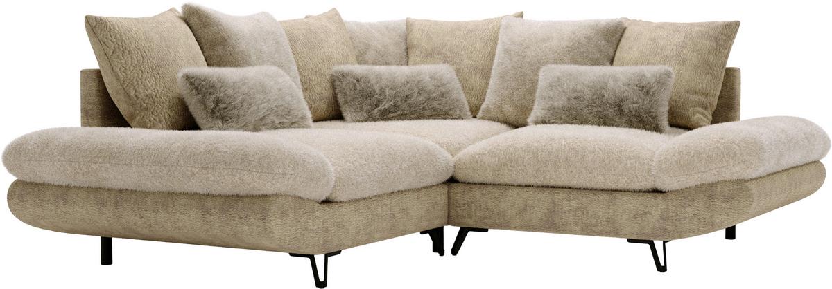 Wohnlandschaft Bormio Beige - Beige/Schwarz, MODERN, Textil/Metall (276/276cm) - Premium Living