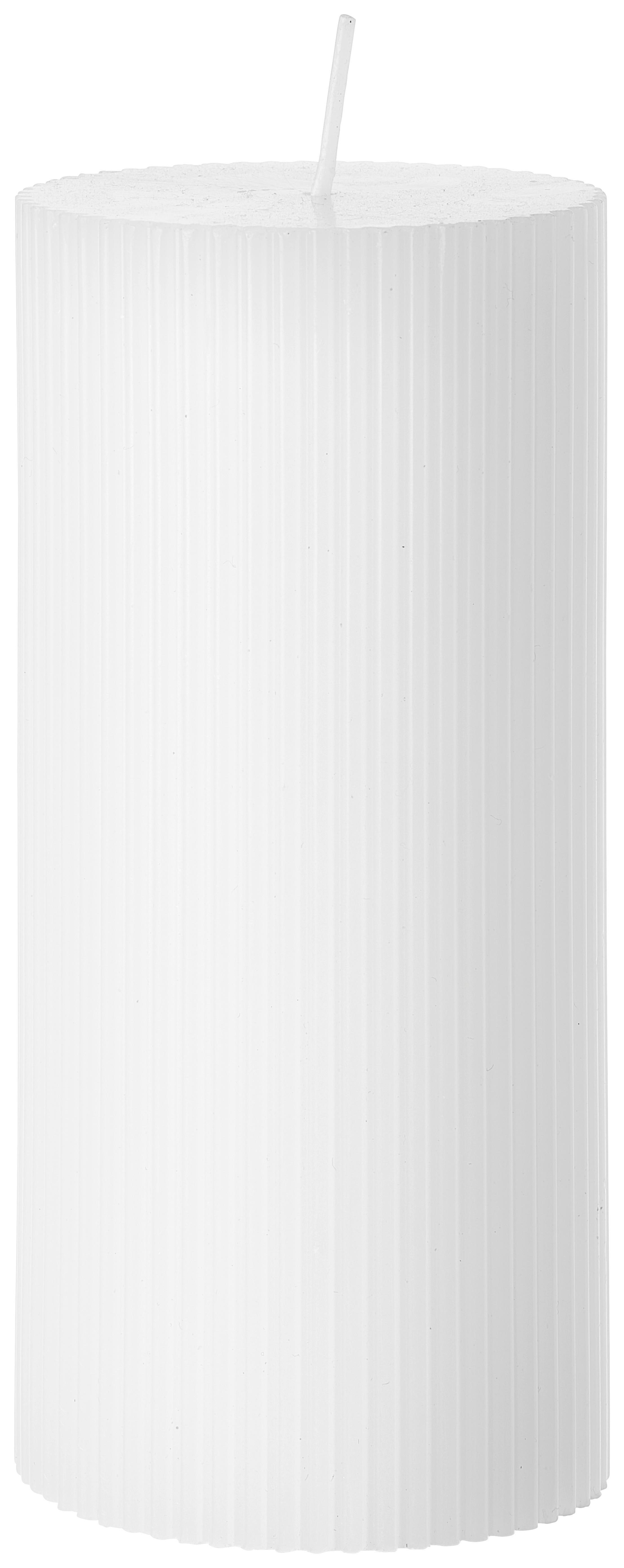 Stumpenkerze Stripes in diversen Farben - Taupe/Hellrosa (7/15cm) - Premium Living