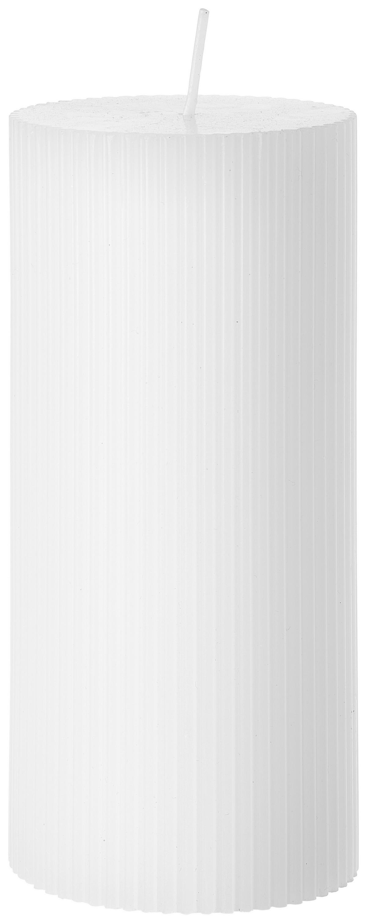 Stumpenkerze Stripes in diversen Farben - Taupe/Hellrosa (7/15cm) - Premium Living