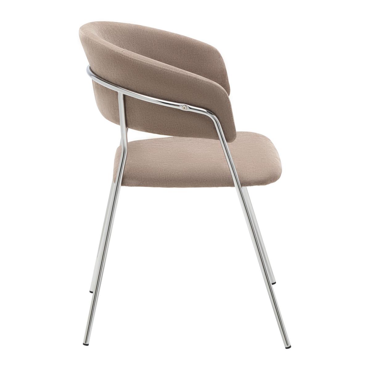 Armlehnstuhl Alice - Chromfarben/Braun, Design, Holz/Textil (53/80/59cm) - Mömax