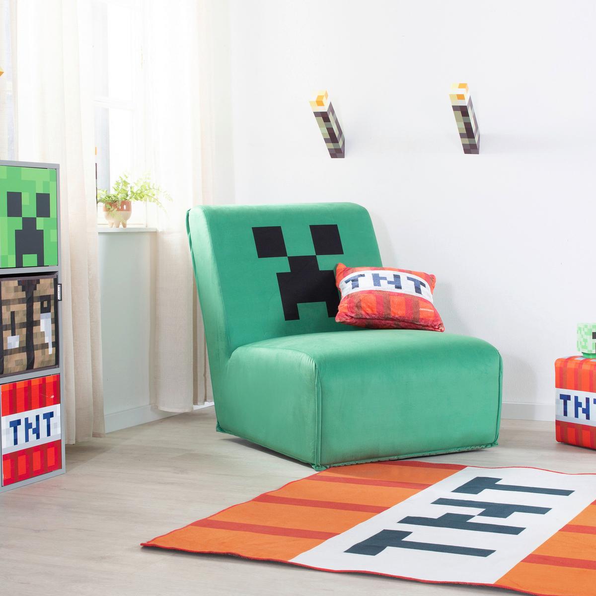 Loungesessel Minecraft Creeper ca. 66x80x94 cm Grün - Grün, MODERN, Textil (66/80/94cm) - Minecraft