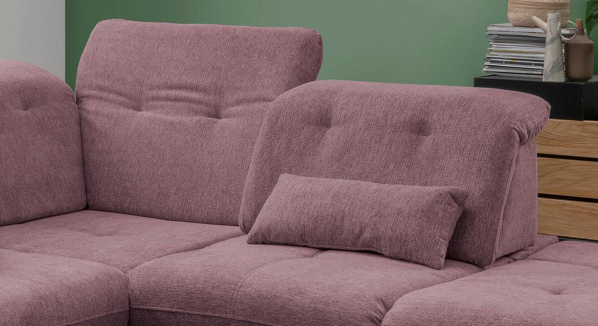 Wohnlandschaft Dalida Brombeere Chenille - Chromfarben/Brombeere, Design, Textil/Metall (280/254cm) - Livetastic