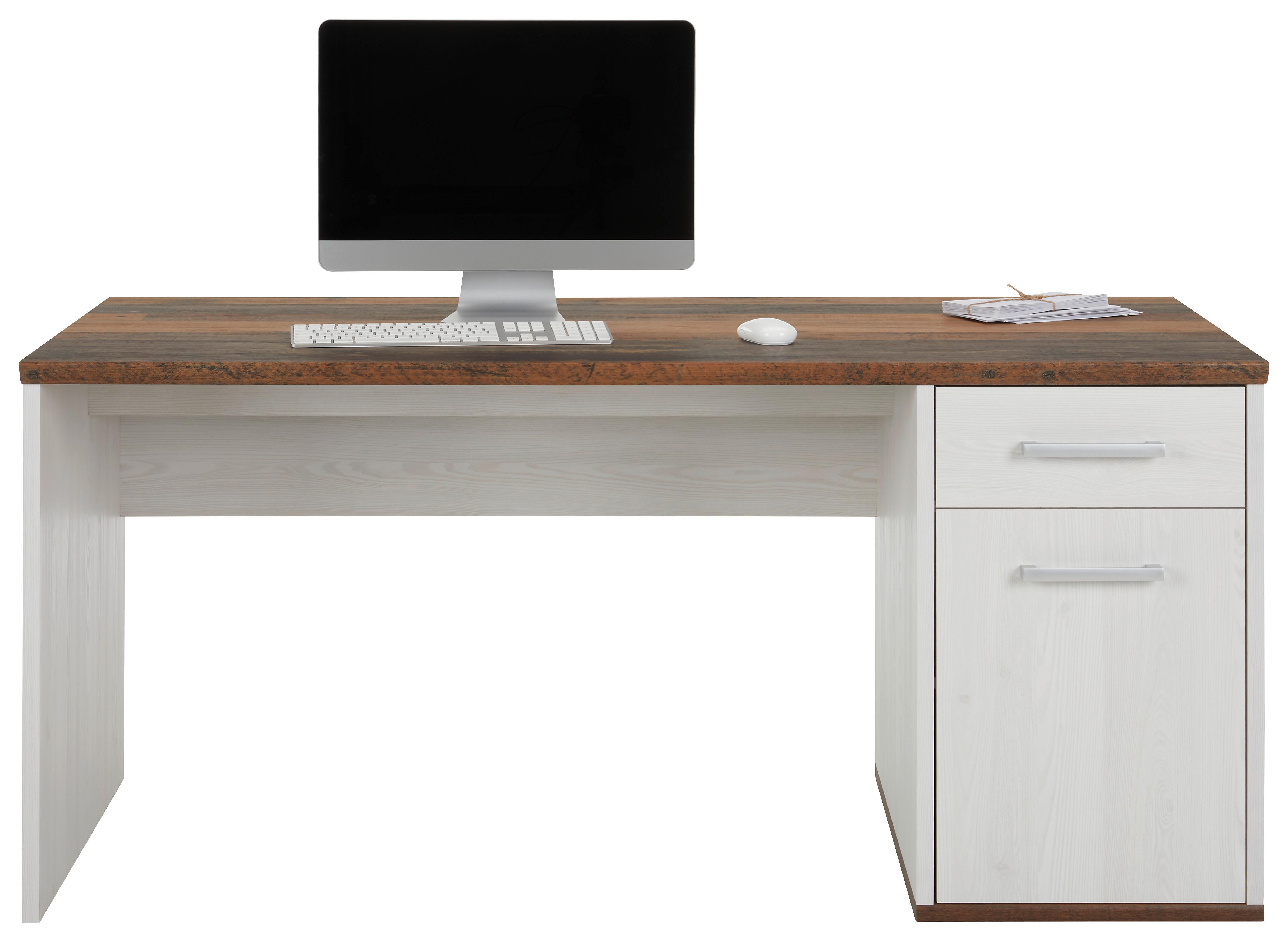 Schreibtisch in Weiss/Dunkelbraun - Weiss/Dunkelbraun, Romantik / Landhaus, Holzwerkstoff/Kunststoff (160/76/73cm) - Mömax