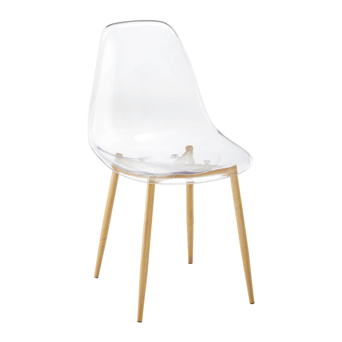 Stuhl Vinnie Transparent Kunststoff - Transparent/Naturfarben, MODERN, Kunststoff/Metall (47/83/52cm) - Bessagi Home