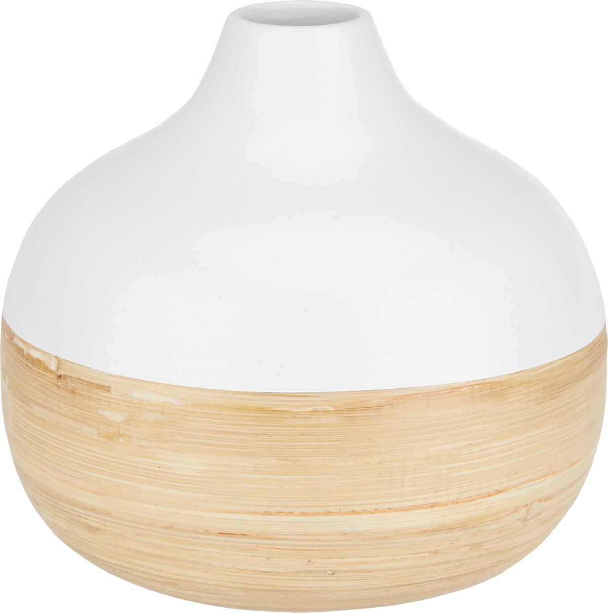 Vase Naturelle Weiß/Natur - Naturfarben/Weiß, Holz (18/17cm) - Zandiara