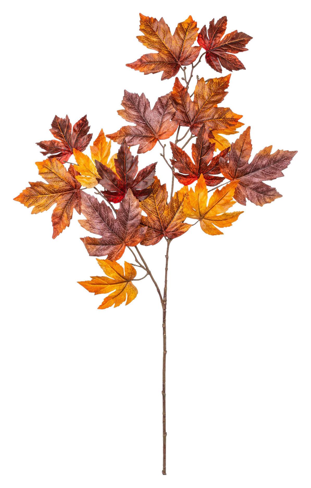 Kunstpflanze Ahornblattzweig I Braun/Orange - Braun/Orange, Basics, Kunststoff (90cm) - Mömax