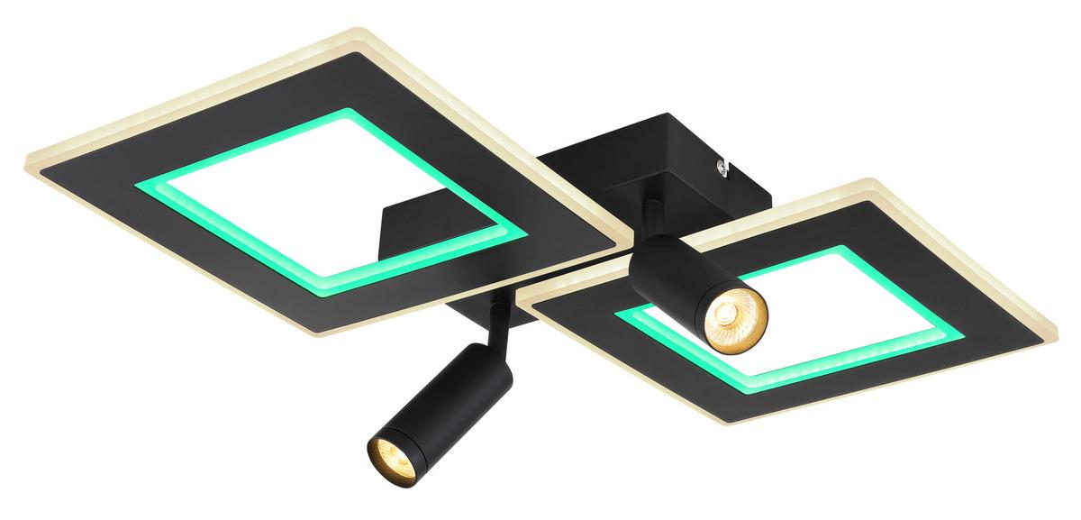 LED-Deckenleuchte Marian Opal/Schwarz max. 40 Watt - Opal/Schwarz, Design, Kunststoff/Metall (54/41/11,5cm) - Globo