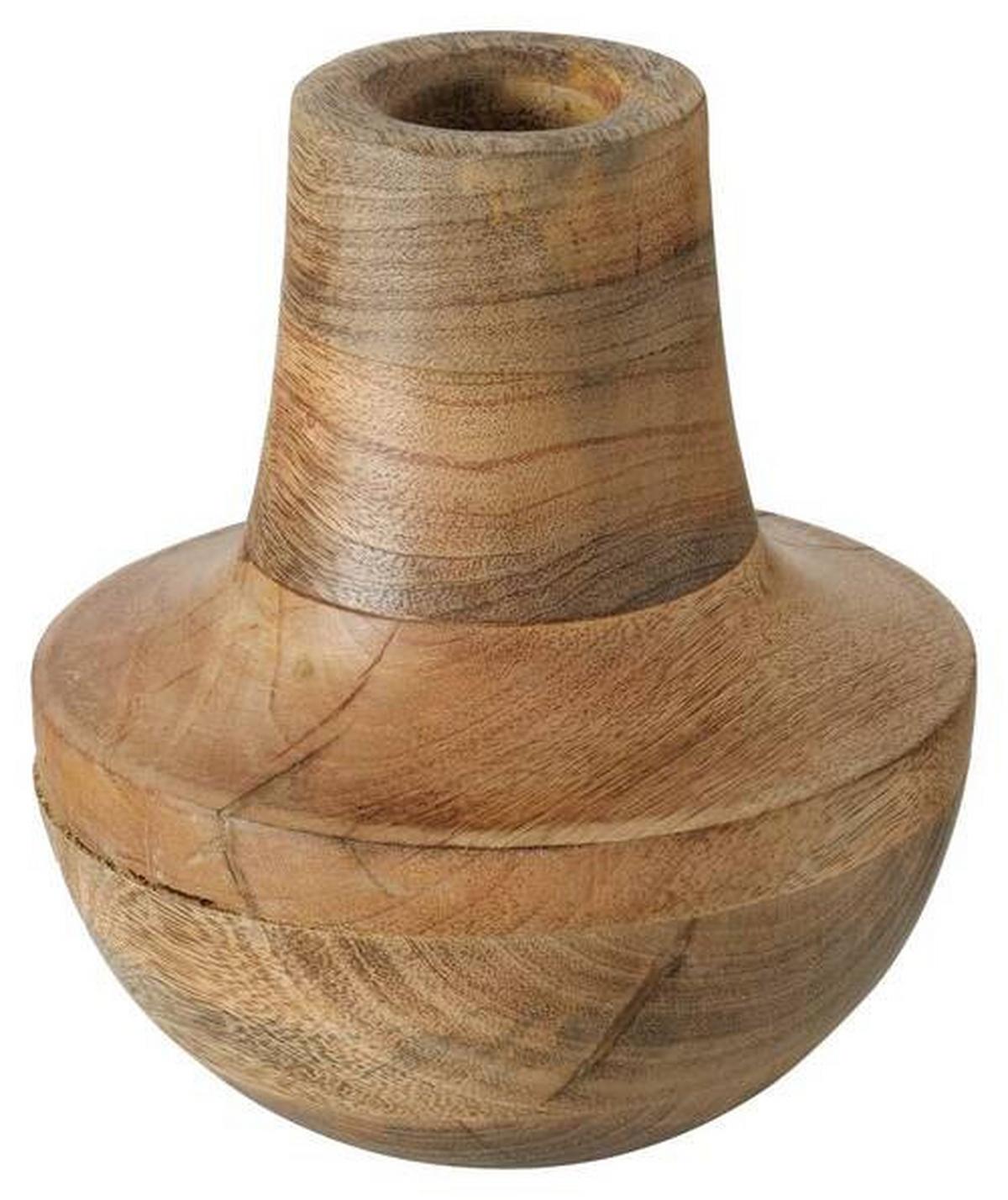 Dekovase Poshka aus Mangoholz Ø ca. 15cm - Naturfarben, MODERN, Holz (15/18cm)