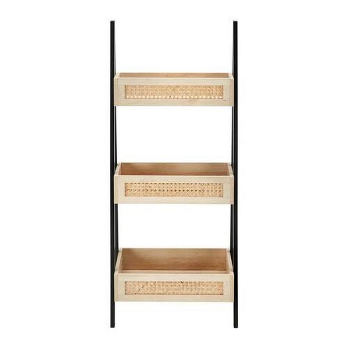 Regal Denis Naturfarb./Schwarz Echtholz furniert/MDF - Schwarz/Naturfarben, MODERN, Holz/Holzwerkstoff (45/110/35cm) - Bessagi Home