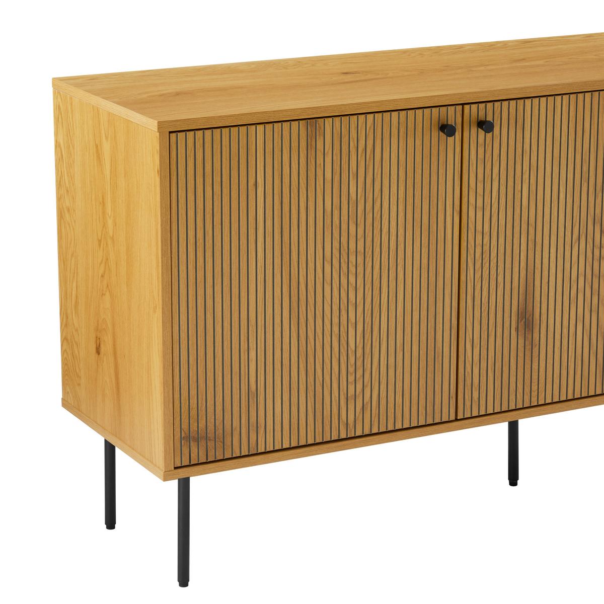KOMODA SZEROKA LINE - kolor dębowy/czarny, Design, materiał drewnopochodny/metal (150/75/40cm) - Carryhome